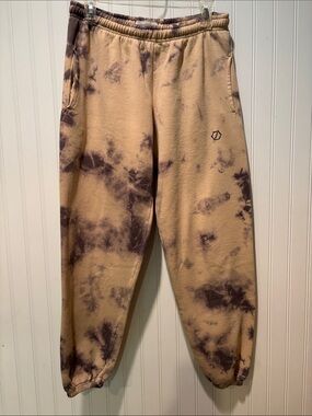 Standard/Cloth Tie Dye Cream & Purple Sweatpants Size S